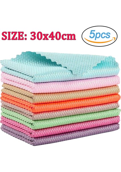 30X40CM Rastgele Renk Stili 25**40CM Çiziksiz Mucize Temizlik Bezleri Pedleri Mutfak Anti-Yağ Silme Bezleri Tekrar Kullanılabilir Ince Lifli Mutfak Cam Bezi (Yurt Dışından)