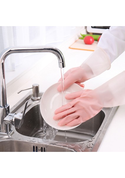 Pembe-1 Çift Tarzı M Boyutu Silikon Temizlik Eldivenleri Bulaşık Yıkama Temizlik Eldiveni Sünger Bulaşık Yıkama Eldiveni Temizlik Araçları - 2'li Paket (Yurt Dışından)