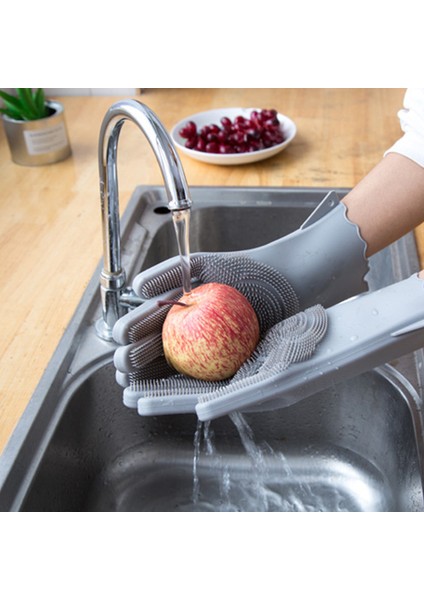 Açık Gri Tarzı Bulaşık Yıkama Temizlik Eldiveni Silikon Kauçuk Sünger Eldiven Ev Temizleyici Mutfak Fırçası Araçları Mutfak (Yurt Dışından) fiyatları