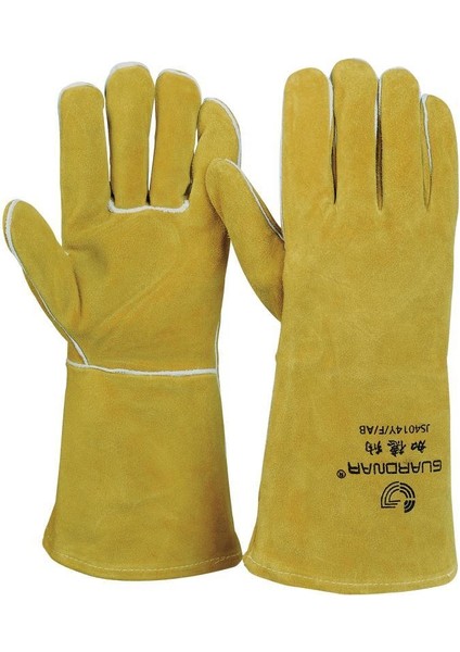 Sarı Tarzı Güvenlik Koruma Kaynak Eldiveni Alev Geçirmez Kaymaz Kalın Iki Katlı Dana Derisi Dayanıklı Dış Mekan Inşaat Iş Eldivenleri (Yurt Dışından)