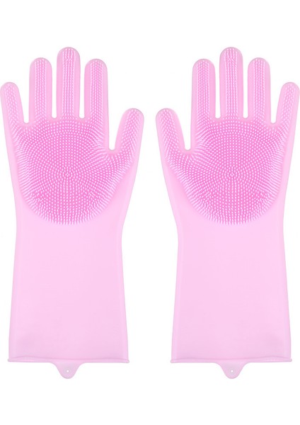 Pembe Tarzı Bulaşık Yıkama Temizlik Eldiveni Silikon Kauçuk Sünger Eldiven Ev Temizleyici Mutfak Fırçası Araçları Mutfak (Yurt Dışından)