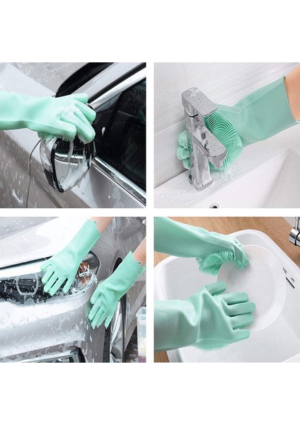 Mavi Stil Ev Temizlik Sünger Bulaşık Yıkama Temizlik Eldiveni Silikon Kauçuk Mutfak Temizlik Aracı (Yurt Dışından) indirimleri