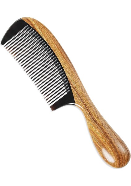 Pelesenk Ağaçı Kaplamalı Kemik Dişli Tarak Ahşap Saç Tarağı 20 cm AT-126 Saplı