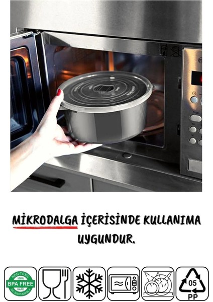 Mikrodalga ve Difrizde Kullanılabilen Saklama Kabı Seti Yuvarlak 24'lü Mürdüm