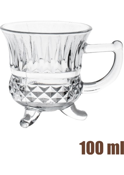 RYG8071 Loretta Çay Kahve Meşrubat Bardağı 6'lı Ayaklı Çay Bardağı Takımı Cam Fincan Seti Mug 100 ml