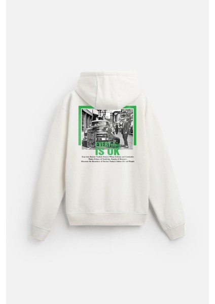 Kapuşonlu Everything Baskılı Oversize Kalıp Hoodie