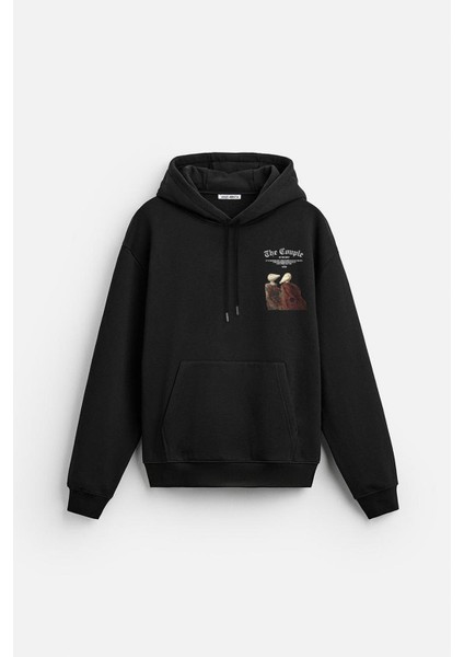 Önü ve Arkası Dtf Baskılı Kanguru Cepli Oversize Kalıp Unisex Hoodie