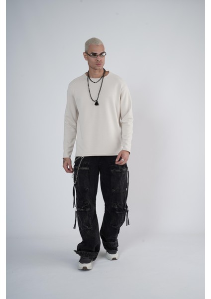 Pis Yaka Oversize Kalıp Erkek Sweatshirt