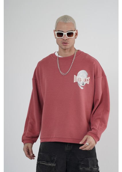 Bisiklet Yaka Darkness Baskılı Oversize Unisex Sweatshirt