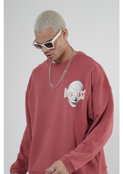 Bisiklet Yaka Darkness Baskılı Oversize Unisex Sweatshirt