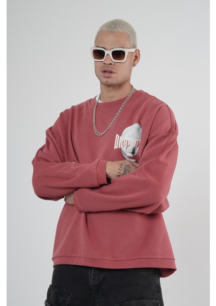Bisiklet Yaka Darkness Baskılı Oversize Unisex Sweatshirt