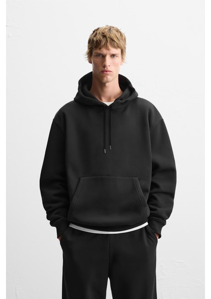 Kanguru Cepli Oversize Kalıp Unisex Düz Hoodie