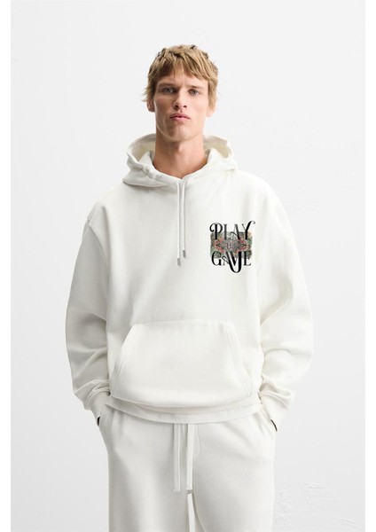Kapuşonlu Play The Game Baskılı Unisex Hoodie