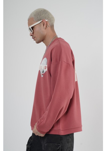 Bisiklet Yaka Darkness Baskılı Oversize Unisex Sweatshirt