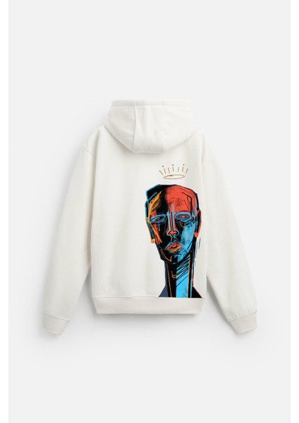 Kapuşonlu Elektro Man Baskılı Unisex Oversize Kalıp Hoodie