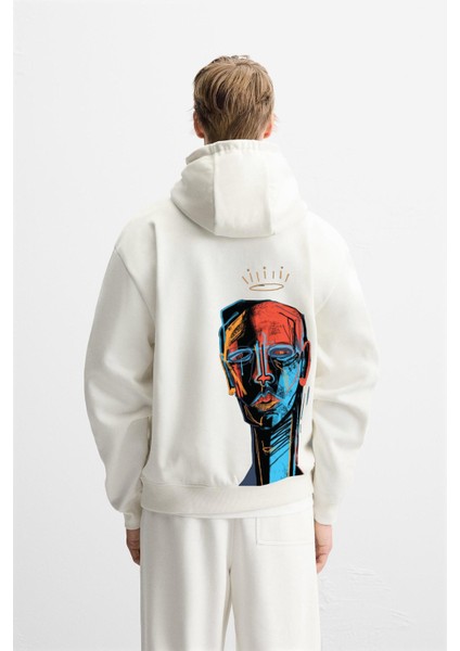 Kapuşonlu Elektro Man Baskılı Unisex Oversize Kalıp Hoodie