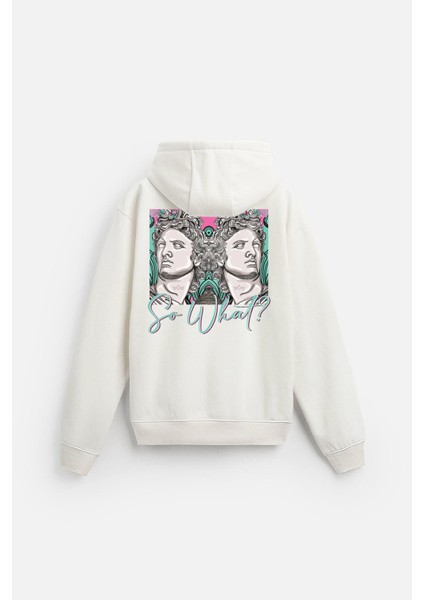 Kapuşonlu So What Baskılı Oversize Kalıp Unisex Hoodie