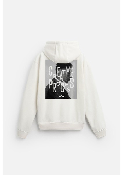 Kapuşonlu Oversize Kalıp Creative Proces Baskılı Hoodie