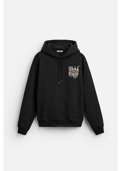 Kapuşonlu Play The Game Baskılı Unisex Hoodie