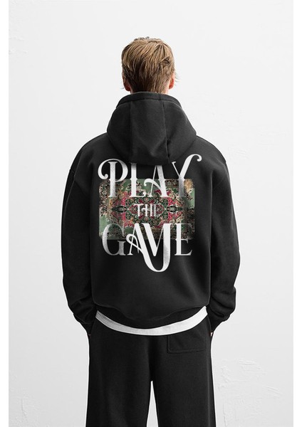 Kapuşonlu Play The Game Baskılı Unisex Hoodie