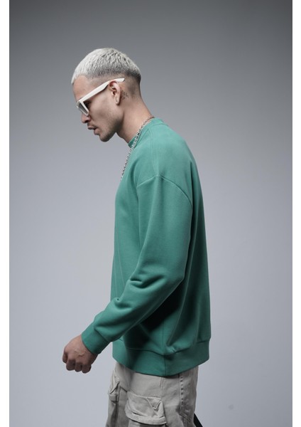 Oversize Kalıp Baskılı Yaka Kol Ribanalı Sweat