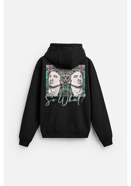 Kapuşonlu So What Baskılı Oversize Kalıp Unisex Hoodie