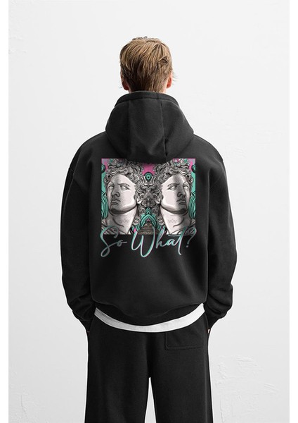 Kapuşonlu So What Baskılı Oversize Kalıp Unisex Hoodie