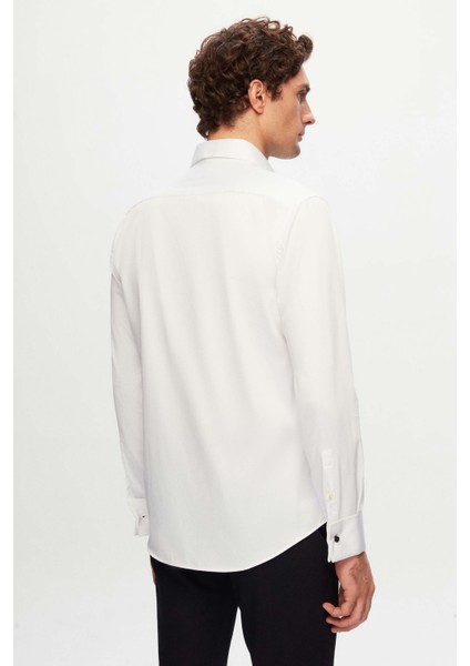 Ds Damat Slim Fit Beyaz Düz Nano Care Gömlek modelleri