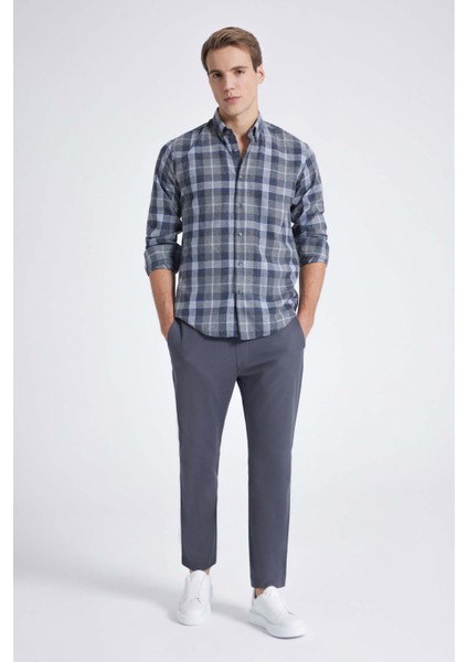 Ds Damat Slim Fit Gri Gabardin Gömlek modelleri