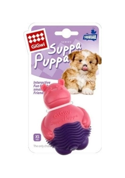 Suppa Puppa Hipopotam Plastik Köpek Oyuncağı Pembe/Mor 9x6.5x5 Cm