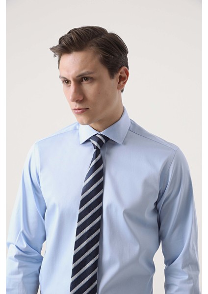 Ds Damat Regular Fit Mavi Düz Gömlek