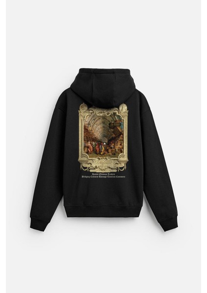 Kapuşonlu Ottoman Vintage Baskılı Unisex Hoodie