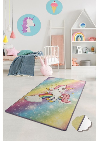 Unicorn Çocuk Halısı Djt Çocuk ve Bebek Halısı Yıkanabilir ,Leke Tutmaz 100 x 200