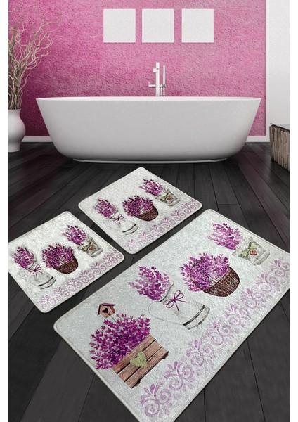 Giardino Di Lavanda Banyo Halısı 3'lü Set Djtbanyo