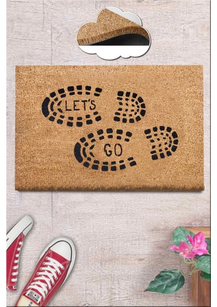 Coco Lets Go 40X60 cm Kıl Paspas,dekoratif Çok Amaçlı Iç ve Dış Kapı Paspası