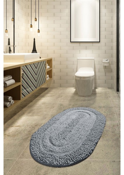 Macoroni Gri 80X130 cm Cotton Banyo Halısı