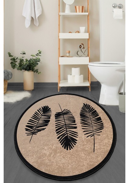 Hoja Bej Çap 80X80 cm Banyo Halısı Djt