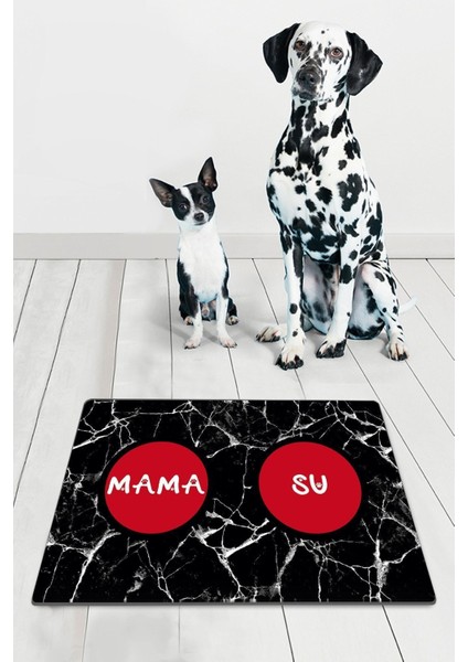 Pvc Black Marble Kedi Köpek Mama Paspası Köpek - Kedi Eşyaları Malzemeleri Aksesuarı