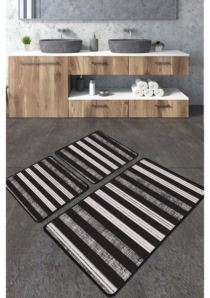 Barcode Banyo Halısı Djt 3 Lü Set Banyo Paspası Kaymaz Tabanlı Klozet Takımı
