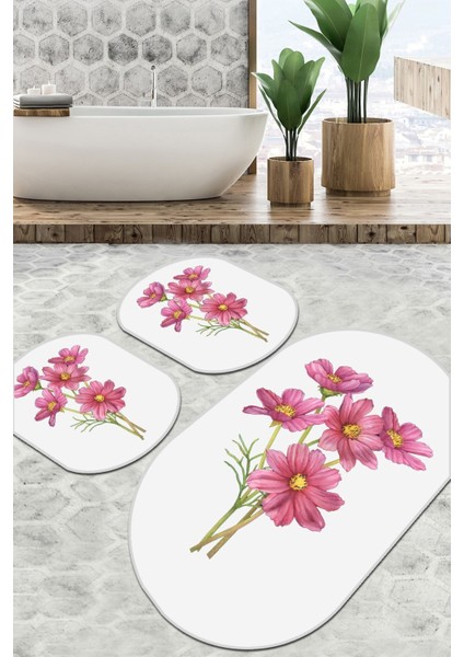 Sitivo Beyaz Banyo Halısı Djt 3 Lü Set