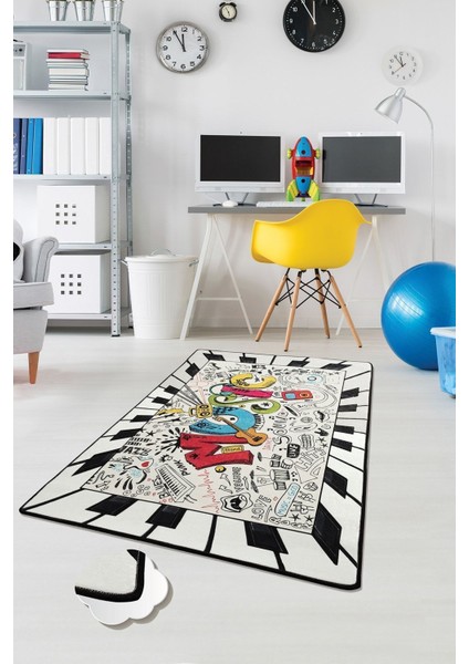 Music Çocuk Halısı Djt Çocuk ve Bebek Halısı Yıkanabilir ,Leke Tutmaz 80 x 200