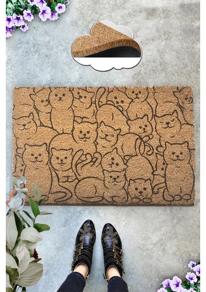 Coco Galia 40X60 cm Kıl Paspas,dekoratif Çok Amaçlı Iç ve Dış Kapı Paspası