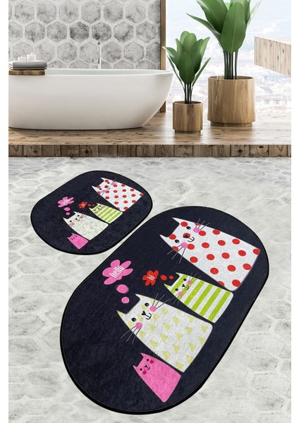 Four Cats Banyo Halısı Djt 2 Li Set