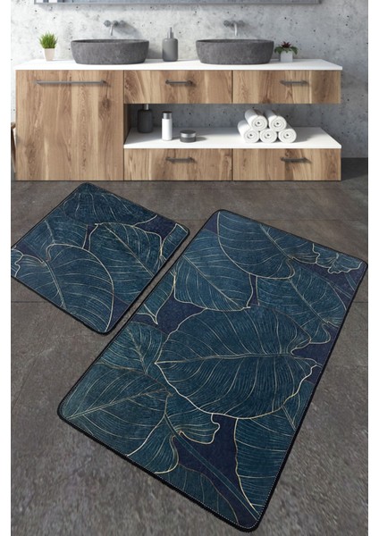 Zeleno Banyo Halısı Djt 2 Li Set Banyo Halısı Paspas Yıkanabilir Kaymaz