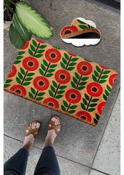 Coco Red Asteraceae Doğal Koko Paspas,kıl Kapı Önü Paspası