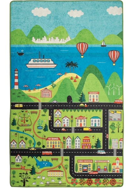 Happy City Çocuk Halısı Djt Çocuk ve Bebek Halısı Yıkanabilir ,Leke Tutmaz 120 x 180