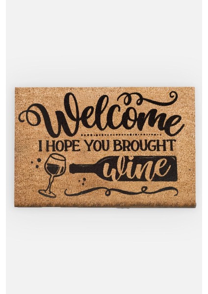 Coco Wine 40X60 cm Kıl Paspas,dekoratif Çok Amaçlı Iç ve Dış Kapı Paspası