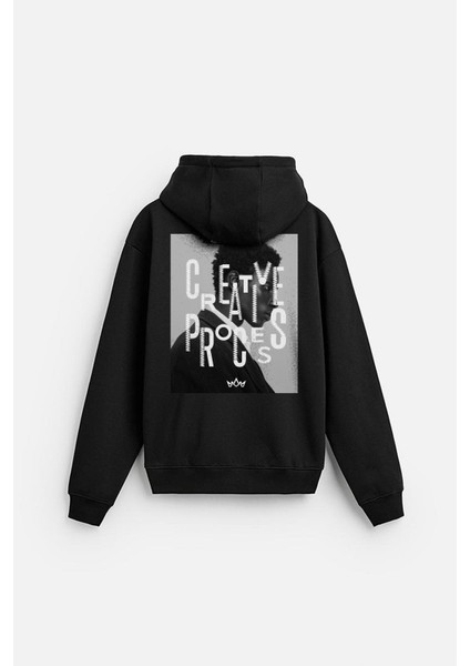Kapuşonlu Oversize Kalıp Creative Proces Baskılı Hoodie