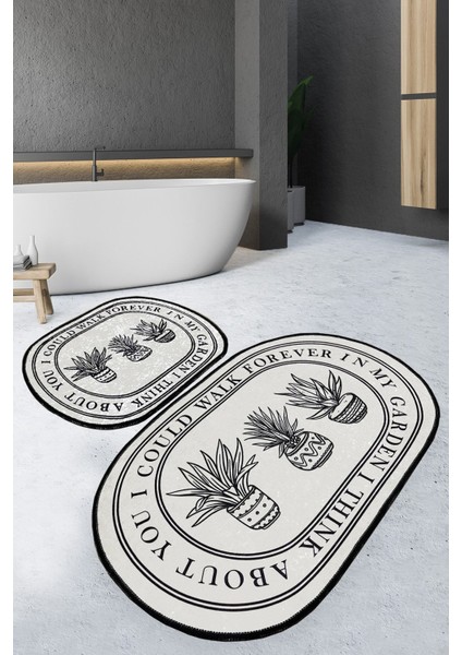 Walk 2 Li Set Banyo Halısı Djtyıkanabilir Kaymaz Taban Paspas Klozet Takımı