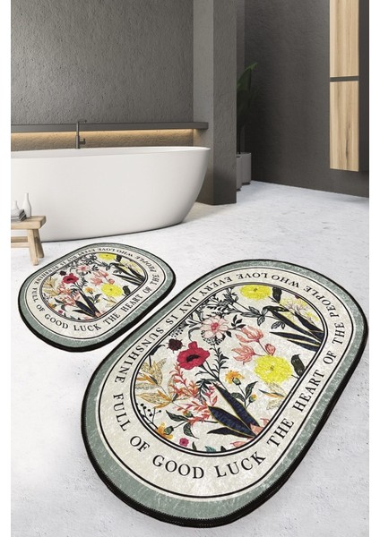 Wholove 2 Li Set Banyo Halısı Djt Yıkanabilir Kaymaz Taban Paspas Klozet Takımı